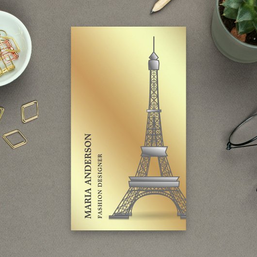 Elegant Chic Faux Gold Foil Paris Eiffel Tower Visitekaartje