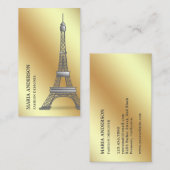 Elegant Chic Faux Gold Foil Paris Eiffel Tower Visitekaartje (Voorkant / Achterkant)