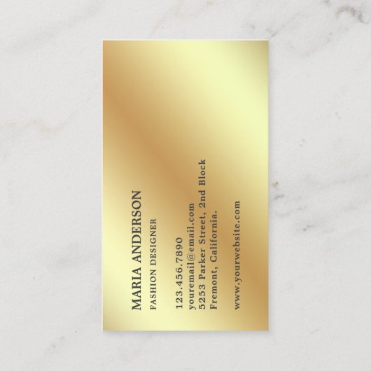 Elegant Chic Faux Gold Foil Paris Eiffel Tower Visitekaartje (Achterkant)