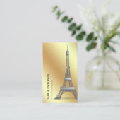 Elegant Chic Faux Gold Foil Paris Eiffel Tower Visitekaartje (Staand voorkant)