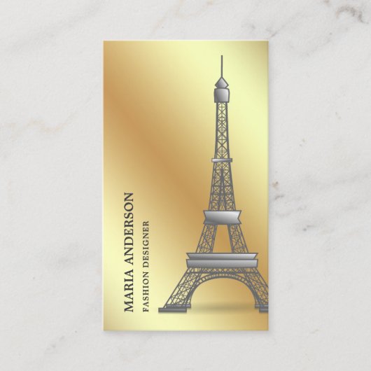 Elegant Chic Faux Gold Foil Paris Eiffel Tower Visitekaartje (Voorkant)