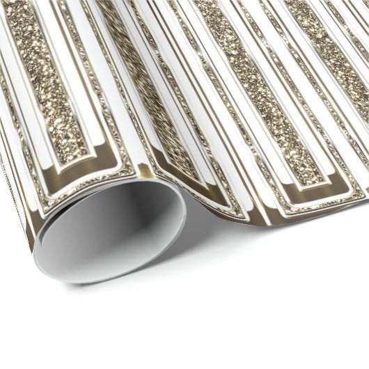 Elegant Chic Faux Gold Foil White Cadeaupapier (Rol Hoek)