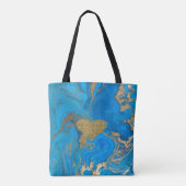 Elegant Chic Faux Gold Glittery Heart Marble Tote Bag (Achterkant)