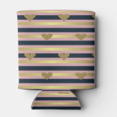 Elegant Chic Faux Gold Glittery Hearts op stripes Blikjeskoeler (Achterkant)