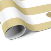 Elegant Chic Faux Gold Glittery Hearts op stripes Cadeaupapier (Rol Hoek)