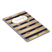 Elegant Chic Faux Gold Glittery Hearts op stripes Notitieboek (Rechterzijde)