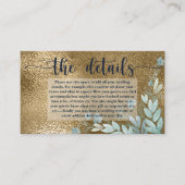 Elegant Chic Faux Gold Leaf en Navy Blue - Gegeven Informatiekaartje (Voorkant)