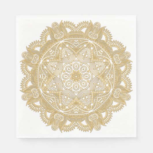 Elegant Chic Faux Gold Mandala Bloempatroon Servet (Voorkant)