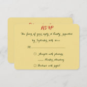 Elegant Chic Faux Gold Red Green-kerstbruiloft RSVP Kaartje (Voorkant / Achterkant)