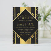 Elegant chic faux Gold white modern Gatsby Wedding Kaart (Staand voorkant)