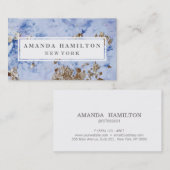 Elegant chic faux goudblauw marmer professioneel visitekaartje (Voorkant / Achterkant)