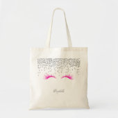 Elegant Chic Faux Lashes, Silver Diamonds Tote Bag (Voorkant)