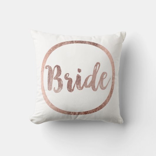 Elegant Chic Faux Roos Gold Bride Typografie Kussen (Voorkant)