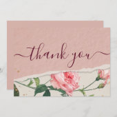 Elegant chic Floral bedankje Kaart (Voorkant / Achterkant)