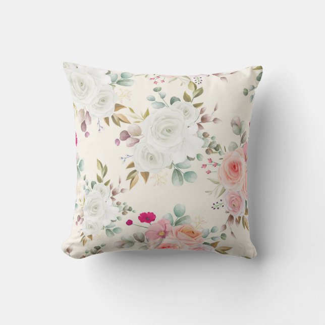 Elegant chic floral buitenkussen (Voorkant)