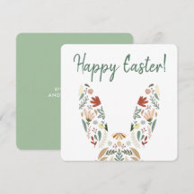 Elegant Chic Floral Bunny Easter Greetings