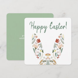 Elegant Chic Floral Bunny Easter Greetings Feestdagenkaart