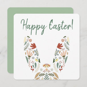 Elegant Chic Floral Bunny Easter Greetings Feestdagenkaart