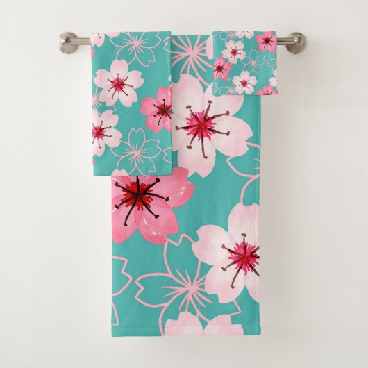 Elegant chic floral Cherry Blossom patroon Bad Handdoek (Insitu)