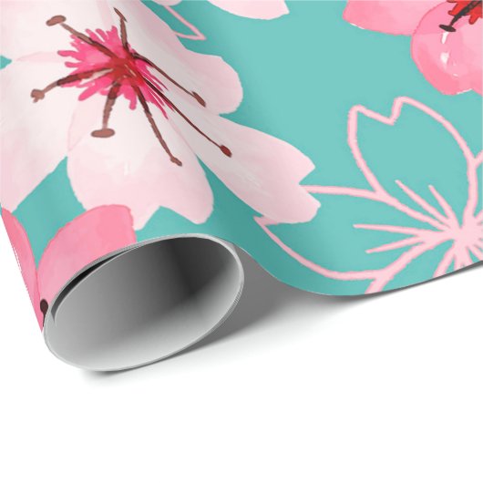 Elegant chic floral Cherry Blossom patroon Cadeaupapier (Rol Hoek)
