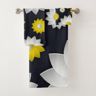 Elegant chic floral Cherry Blossom sunflower Bad Handdoek