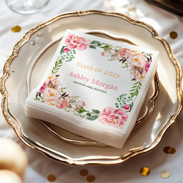 Elegant Chic Floral Decor Class of 2023 Afstuderen Servetten