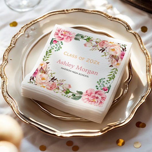 Elegant Chic Floral Decor Class of 2023 Afstuderen Servetten