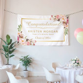 Elegant Chic Floral Gold Lijst Graduparty Spandoek