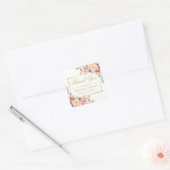 Elegant Chic Floral Gold Lijst Hartelijk dank Vierkante Sticker (Envelop)