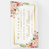 Elegant Chic Floral Gold Lijst Vrijgezellenfeest Spandoek (Verticaal)