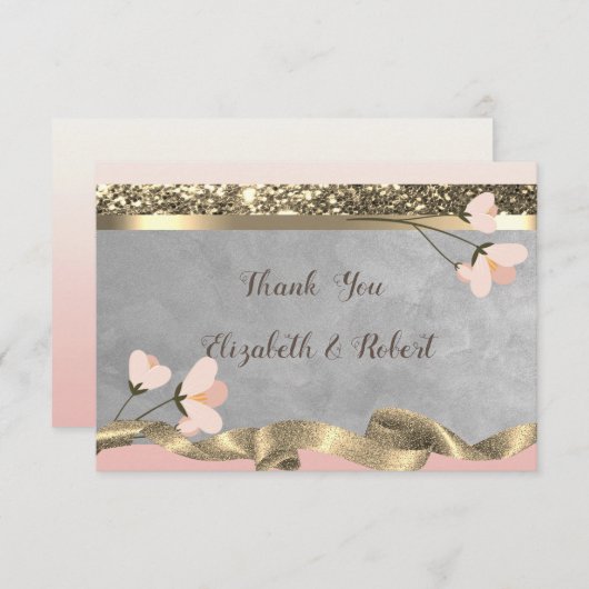 Elegant Chic Floral Hartelijk dank Bedankkaart (Voorkant / Achterkant)