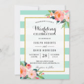 Elegant Chic Floral Mint Green Wedding Celebration Kaart (Voorkant)
