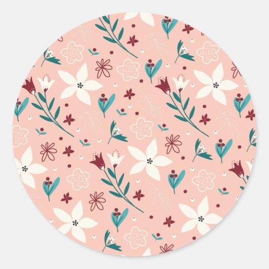 Elegant Chic Floral Pink Sticker (Voorkant)