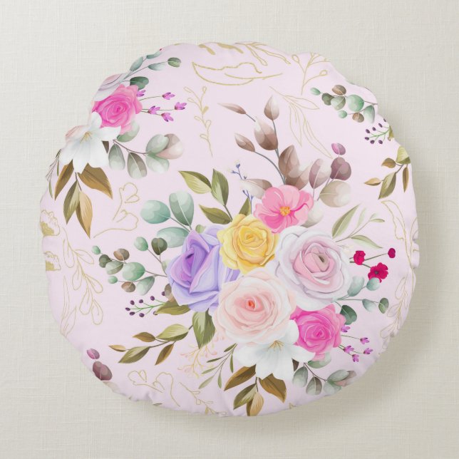 Elegant chic floral rond kussen (Voorkant)