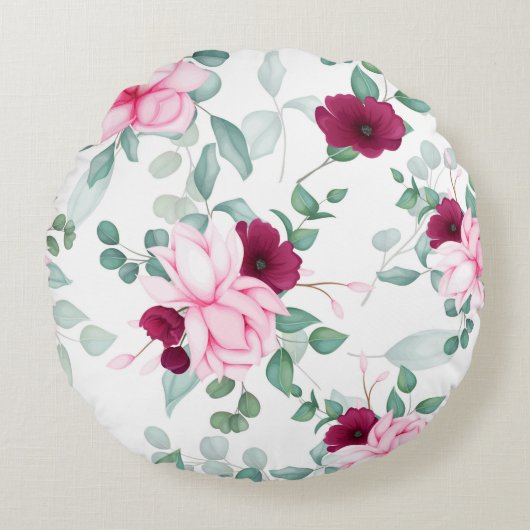 Elegant chic floral rond kussen (Voorkant)