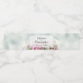 Elegant Chic Floral roze Roses Peony Buds Wedding Waterfles Etiket (Enkel label)