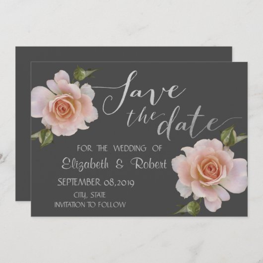 Elegant Chic Floral slaat de datum op Save The Date (Voorkant / Achterkant)