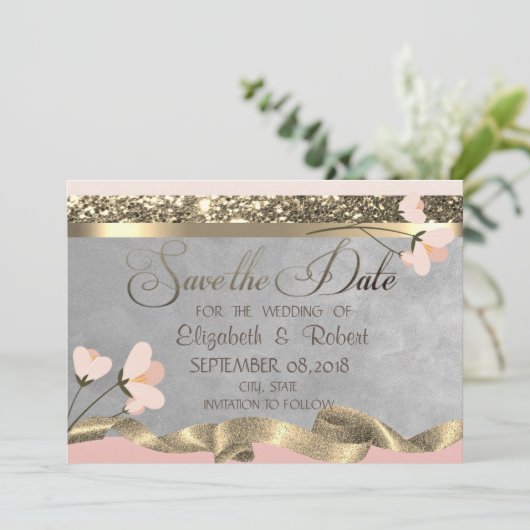 Elegant Chic Floral slaat de datum op Save The Date (Staand voorkant)