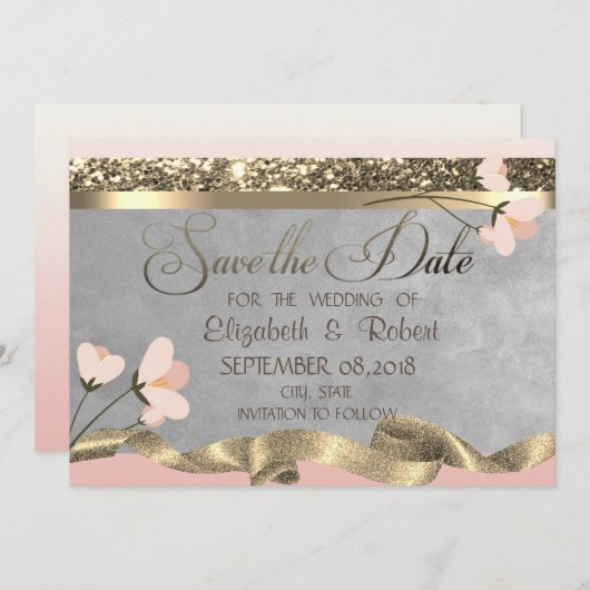 Elegant Chic Floral slaat de datum op Save The Date (Voorkant / Achterkant)