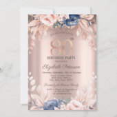 Elegant Chic Floral, String Lights 80th Birthday Kaart (Voorkant)