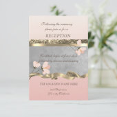 Elegant Chic Floral Wedding Reception Kaart (Staand voorkant)