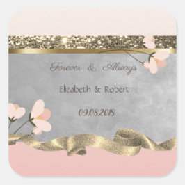 Elegant Chic Floral Wedding Vierkante Sticker