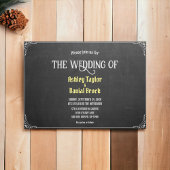 Elegant Chic Flourish Script Chalkboard Wedding Kaart