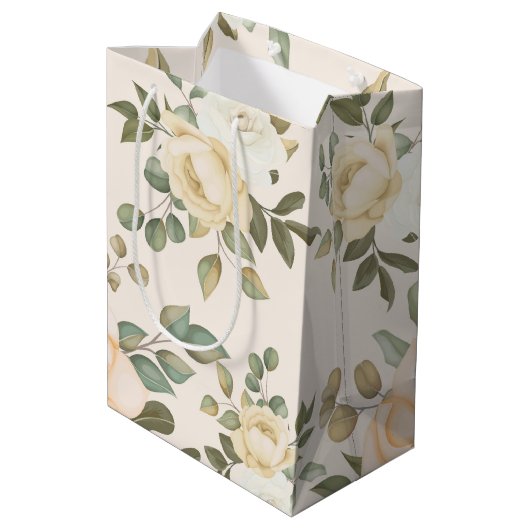 Elegant chic flower medium cadeauzakje (Achterkant Gekanteld)