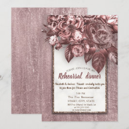 Elegant Chic Flowers Burgundy Rehearsal Dinner Kaart