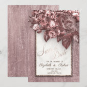 Elegant Chic Flowers Burgundy Save the Date (Voorkant / Achterkant)