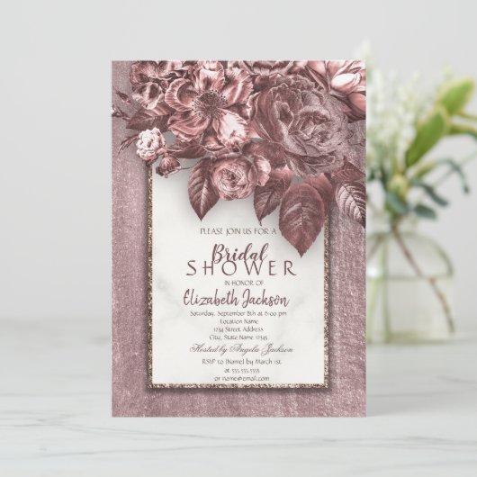 Elegant Chic Flowers Burgundy Vrijgezellenfeest Kaart (Staand voorkant)