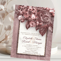 Elegant Chic Flowers Burgundy Wedding Invitation