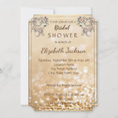 Elegant Chic Flowers Glittery Bokeh Vrijgezellenfe Kaart (Voorkant)