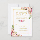 Elegant Chic Flowers Gold Lijst RSVP (Voorkant)